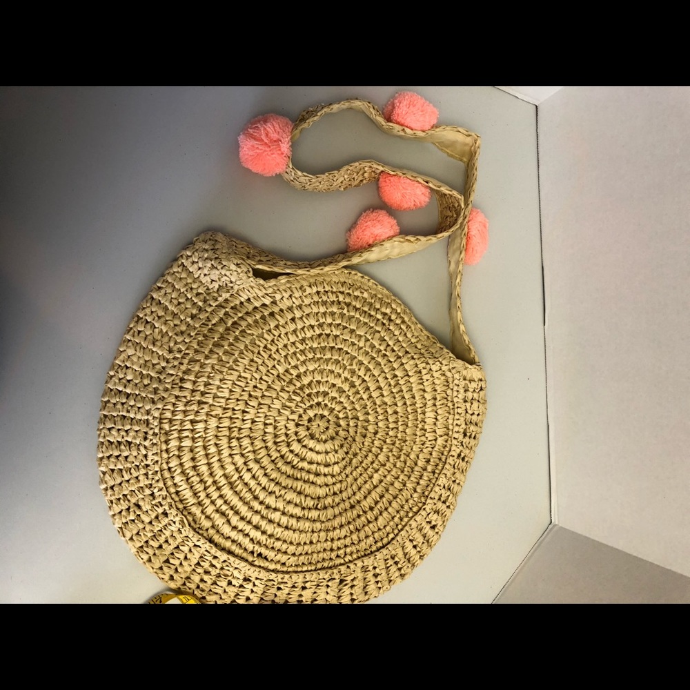 Shiraleah Raffia Straw W/Pom Pom Crossbody Bag - Picture 5 of 9
